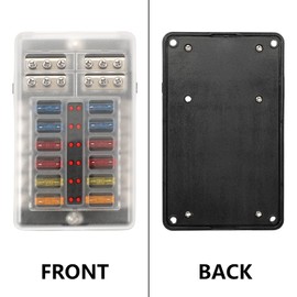 ZEALfix 12 Compartment Car Fuse Holder Fuse Box for Motorhome Boat Caravan Caravan Trailer Fuses Power Distributor 12 V -32 V