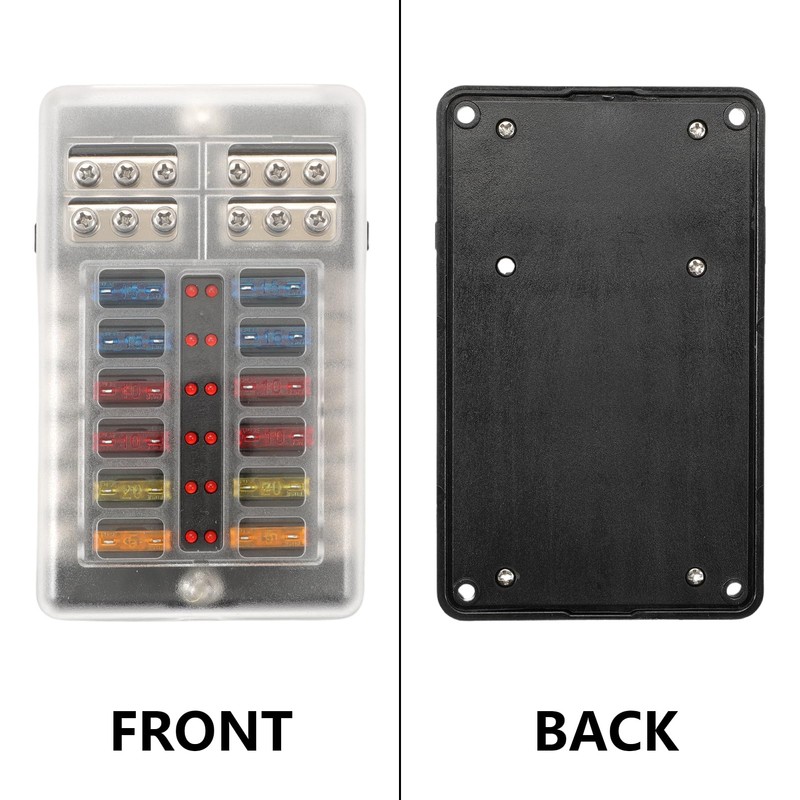 ZEALfix 12 Compartment Car Fuse Holder Fuse Box for Motorhome