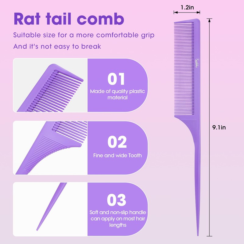 Rat Tail Comb Parting Comb：2Pcs Rat Tail Combs for Women，Fine