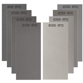 Aewio Sandpaper, Sandpaper, Water Resistant Paper, Abrasive Paper, Woodworking Paper, For Polishing 48 Sheets (800, 1000, 1200, 1500, 2000, 2500, 3000, 5000, 8 Types, 6 each)