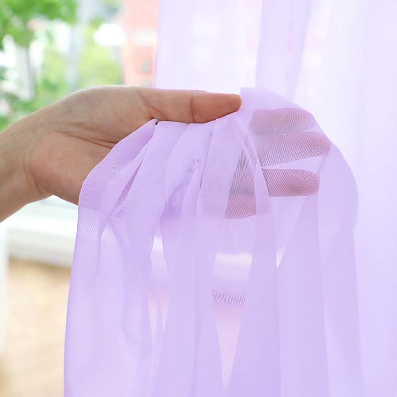 Window Purple Sheer Curtains 72 Inches Long 2 Panels Basic