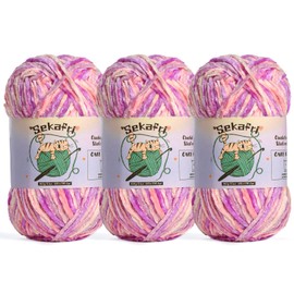 3 Pack of 300g (590yds) Fuzzy Chenille Yarn for Crocheting,Fluffy Amigurumi Crochet Yarn for DIY Craft/Hat/Clothes, Soft Velvet Baby Blanket Yarn（3 Pinkish Purple）