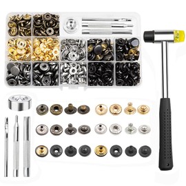 120 Set Leather Snap Fasteners Kit, 12.5mm Metal Snap Buttons with Setter Tools, 6 Color Leather Snaps for Clothes, Jackets, Jeans Wears, Bracelets, Bags