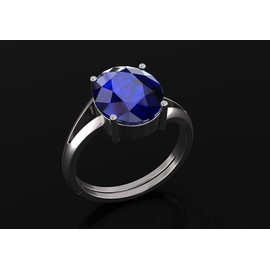LMDPRAJAPATIS Natural Blue Sapphire Certified Jewelry Gifts Ring 9.25 Rati / 9.25 Carat Astrological Birthstone 925 Sterling Silver adjustable Ring, Panchdhatu, Sapphire
