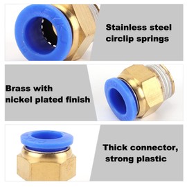 5 Pcs Pneumatic Connectors, Male Straight Quick Connector Air Hose Fittings, Brass Pneumatic Adapter Tools, R 1/4 Thread, 12mm OD