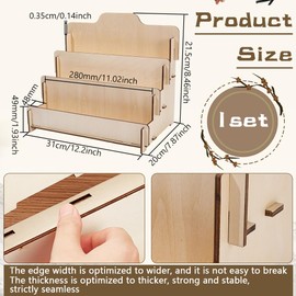 FINGERINSPIRE 3-Tier Greeting Card Stand Card Display Stand Organizer Rack Wooden Photocards Riser Holder Sticker Display Stand 31x20x21.5cm Collector Card Display Holder