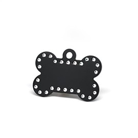 5 Bulk Wholesale Blank Swarovksi Crystal Bone Shape Premium Pet Id Tag, 9 Colors to Choose From (Black)