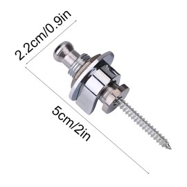 Pack of 2 Guitar Strap Locks, Metal Buttons, Strap Locks, Strap Parts, Replacement Part for Electric Guitar (Silver)