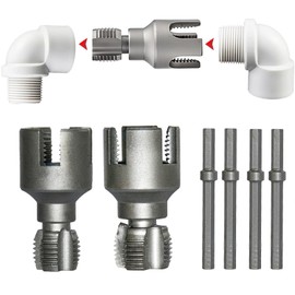 2025 New Pipe Thread Cutting Tool，Integrated Internal & External Pipe Threading Tool，Pvc Pipe Threader Electric Drill Compatible Pipe Threader Kit,1/2" Or 3/4" Pipe Sizes Rethreading Tool (1/2"+ 3/4")