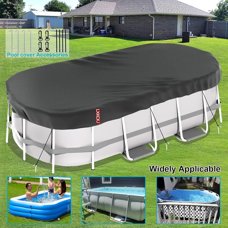 LXKCKJ Rectangular Pool Cover for Above Ground Pools, Solar Oval