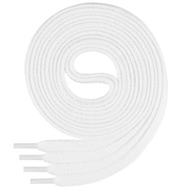 Di Ficchiano flat lace-up made of 100% cotton for trainers and trainers - very tear-resistant - approximately 7 mm wide, 45 cm - 200 cm length. Made in Europe., white, 120 cm