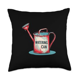 Playful Watering Can Design for a Modern Garden Throw Pillow
