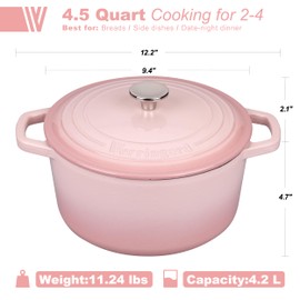 VORRINGARD Enameled Cast Iron Dutch Oven Pot with Lid, for Bread Baking, Round Bread Oven- include Sourdough Bread Baking Supplies set, 4.5QT, Pink