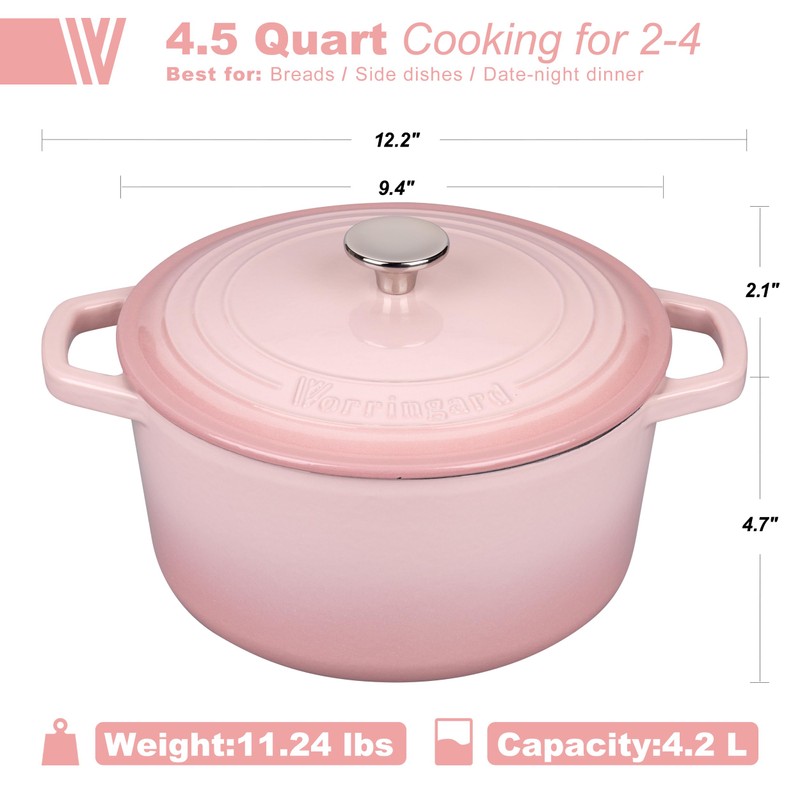 VORRINGARD Enameled Cast Iron Dutch Oven Pot with Lid, for