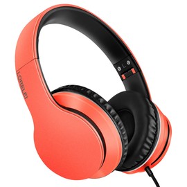 LORELEI X6 - Auriculares de diadema con micrófono, ligeros, plegables y portátiles con graves estéreo de 1,45 m, sin enredos, con cable para smartphone, tablet, MP3/4 (naranja vitalidad)