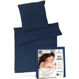 Bed Linen 135 x 200 cm, 100% High-Quality Renforce Cotton, Oekotex Certified, Soft and Fluffy, Designed in Germany, Duvet Cover 135 x 200 cm and Pillow 80 x 80 cm, Set Washable up to 60 Degrees