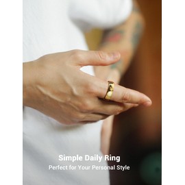 PROSTEEL Men's Ring 18K Gold-Plated, EU Size 54, High-Gloss Polished Band Ring, 6 mm Wide, Simple Partner Ring for Men, Fashion Jewellery Accessory for Birthday, Anniversary