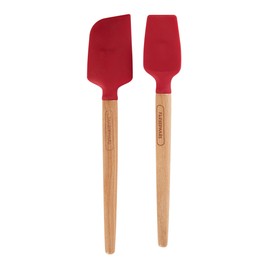 Farberware 5216385 Professional Heat Resistant Silicone Spatula with Wood Handle-Safe for Non-Stick Cookware, Set of 2, Red