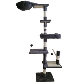 Tall Cat Tree, Floor to Ceiling Cat Tree, with Cat House, Sisal Rope Scratching Post MX80 (Dark Color, XL)