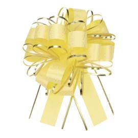 MECCANIXITY 10pcs 8 Inch Large Pull Bow Gift Wrapping Bows Ribbon Organza Yellow for Wedding Baskets Presents Christmas Valentine's Day Party