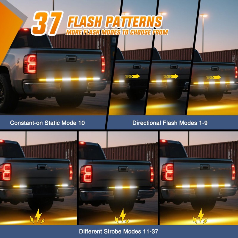 Nilight 49 Inch Emergency Strobe Light Strips with Controller Amber
