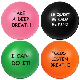 Ceenna 4 Pcs Motivational Stress Balls for Adults 2.5 Inch Stress Relief Balls with Inspirational Quotes for Encouraging Motivating Hand Exercise Anxiety Anger Tension Fidget Manage (Multi Colors)