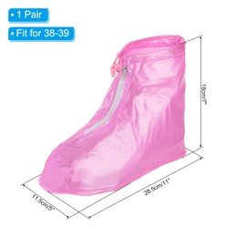 PATIKIL L Waterproof Shoe Cover, 1 Pair PVC Reusable Non-Slip Overshoes Rain Shoe Covers Galoshes Snow Boot Protector with Zipper for Men Women Rainy Outdoor, Pink