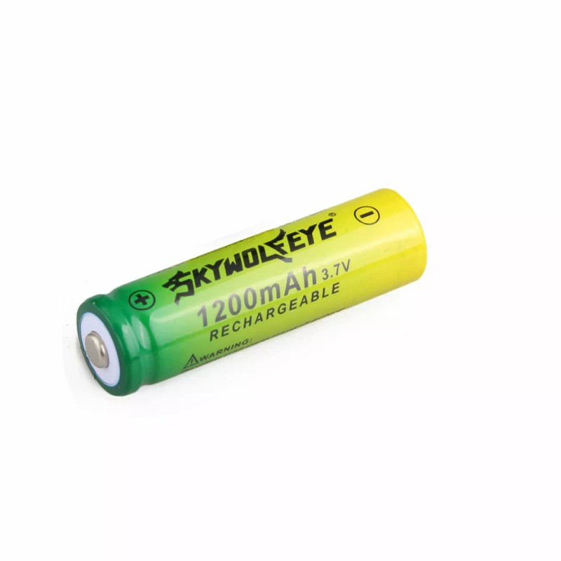 Skywolfeye 2pc SkyWolfEye 14500 Battery 3.7V 1200mAh Rechargeable Batteries Cell