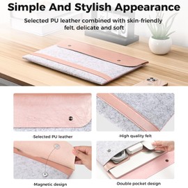 EooCoo 13 Inch Laptop Case Bag Compatible with MacBook Air 13.6 M3 M2 2024 2022 M3 M2, Air 13 2020-2010 M1 Intel Chip, Pro 13.3 Inch 2022-2012 M2 M1 Intel, Rose Gold