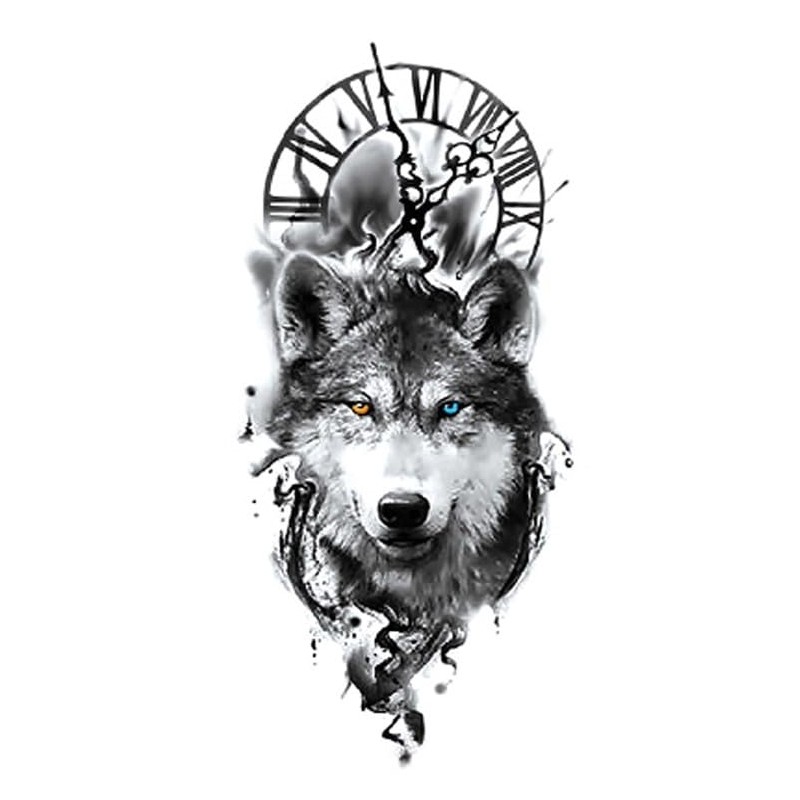 Temporary Wolf Tattoo Animal Tattoo Arm Tattoo XQB088x2 2 Sheets