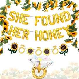LaVenty She Found Her Honey Sign Bride to Bee Bridal Shower Decoration Balloons Backdrop Sunflowers Wedding Bride to Be Engagement Banner Props