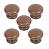 Mysummer 5 Pack Round Wood Drawer Knobs Walnut Finished Kitchen