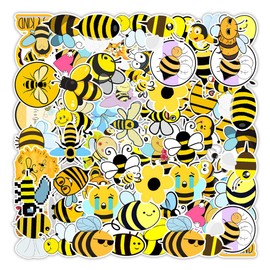 50PCS Cute Bee Stickers,Funny Bees Stickers,Teens Boys and Girls Sticker Pack Vinyl Skateboard Guitar Door Laptop Luggage Car Bike Water Bottle Birthday Party Supplies Stickers
