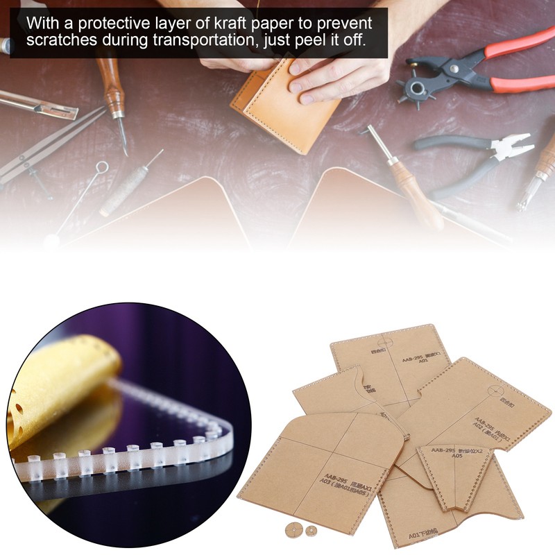 Acrylic Short Wallet Pattern Template Transparent Stencil HandMade Leather Craft