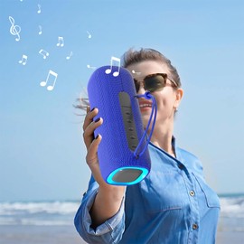 Bluetooth Speaker, Portable Wireless Clear Loud Stereo Sound IPX5 Waterproof with RGB Lights BT5.3 Long Playtime TWS Pairing,for Home Party Outdoor Beach,Great Gift Choice (Blue)