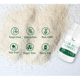 4oz Agar Agar Powder, 100% Pure Vegan Gelatin Substitute, Food Grade Agar Thickener for Making Candies, Cooking Jellies, Jams and Petri Dishes, Rich in Dietary Fiber Gelatin Stabilizer, Gluten-free