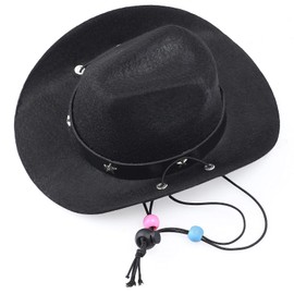 Yewong Pet Cowboy Costume Accessories Dog Cat Pet Size Cowboy Hat and Bandana Scarf West Cowboy Accessories for Puppy Kitten Party Festival and Daily Wearing Set of (Black hat+Black Bandana)