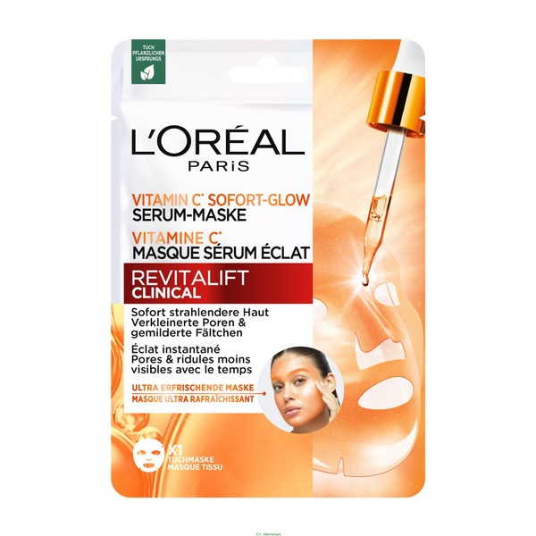 L'Oréal Paris Revitalift Clinical Masque Vitamine C, Eclat, Pores, Ridules