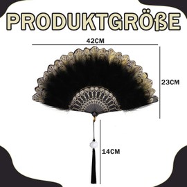 Fan Feathers Black, Costume Dance Performance Accessory for Party Blades, Lightweight and Beautiful Hand Fans Apply to Costumes Dancing Wedding Party Prom Tea Party