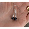 Small Black Onyx Gemstone & Sterling Silver Hook Drop Earrings