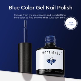 modelones Blue Gel Nail Polish, 15ML Navy Blue Color Soak Off Uv LED Nail Lamp Gel Polish, Blue Color Soak Off U V LED Gel Polish Nail Art Design Manicure Salon DIY Salon Gel