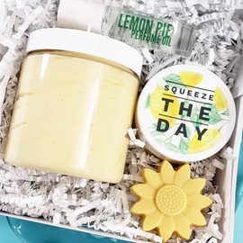 Mother's Day Lemon Spa Gift Set. Pampering Bath and Body Boxed Gift for Women