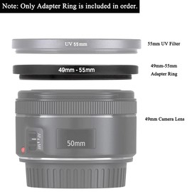 49mm-55mm Step Up Ring(49mm Lens to 55mm Filter, Hood,Lens Converter and Other Accessories) (2 Packs), Fire Rock 49-55 Aerometal Camera Lens Filter Adapter Ring