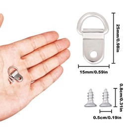 50pcs D Ring Hangers, Heavy Duty Small D-Ring Picture Hangers Kit with 50pcs Screws Nickel Plated Picture Frame Wire Kit for Wall Decor Mirror Art Gallery