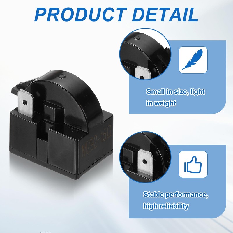 sourcing map 3pcs PTC Refrigerator Starter Relay, 15 Ohm 2