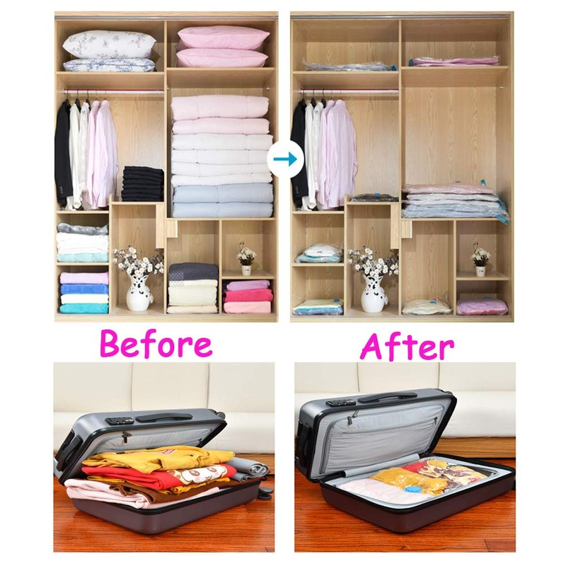 Vacuum Storage Bags (Small 6 Pack), Double-Zip Seal and Leak