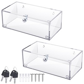 2 Pcs Fridge Lock Box with Key 12 x 6 x 4.5 Inch Clear