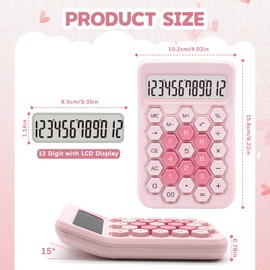 sportsvoutdoors Pink Standard 12 Digit Large LCD Display Basic Office Calculator - Pink Office Supplies and Desk Accessories - Gifts for Coworkers
