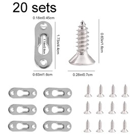 20 Pcs Keyhole Hangers Heavy Duty Keyhole Hanging Plates 45mm*16mm Picture Frame Keyholes with 40 Screws for Photos Pictures Frames Craft Decorations