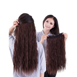 YJINCO YJWJ008-nblk Hair Extension, Collarless Wig, Point Wig, Long Clip, Harajuku Style Hula Dance, Tahitian Dance, Waffle, One Touch